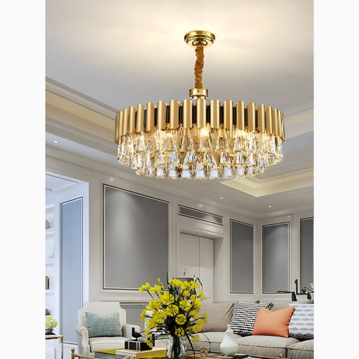 MIRODEMI® Almenno San Salvatore | Luxury Drum Gold Crystal Chandelier For Living Room