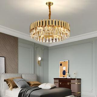 MIRODEMI® Almenno San Salvatore | Luxury Drum Gold Crystal Chandelier For Living Room