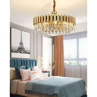 MIRODEMI® Almenno San Salvatore | Luxury Drum Gold Crystal Chandelier For Living Room