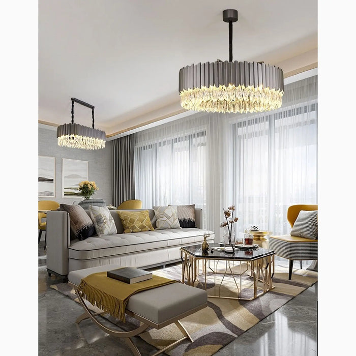 MIRODEMI® Almese | Exclusive Drum Gold/Black Crystal Chandelier For Living Room