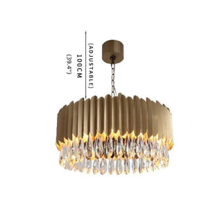 MIRODEMI® Almese | Drum Gold/Black Crystal Chandelier For Living Room Adjustable