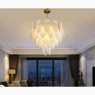 MIRODEMI® Alonte | Round Gold Modern Frosted Glass LED Chandelier for Living Room