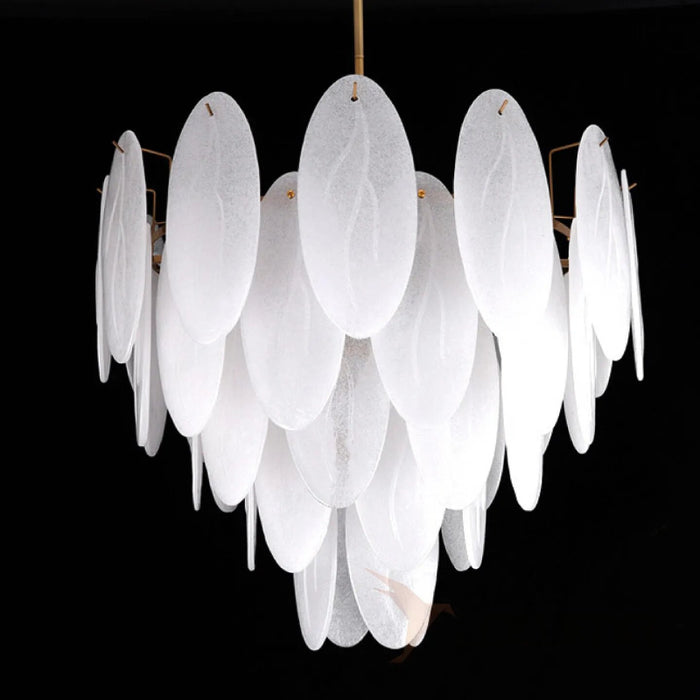 MIRODEMI® Alonte | Round Gold Modern Frosted Glass LED Chandelier for Living Room