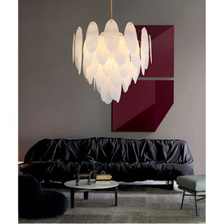 MIRODEMI® Alonte | Round Gold Modern Frosted Glass LED Chandelier for Living Room