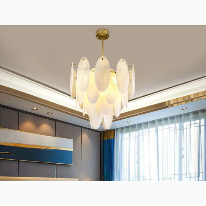 MIRODEMI® Alonte | Round Gold Modern Frosted Glass LED Chandelier for Living Room