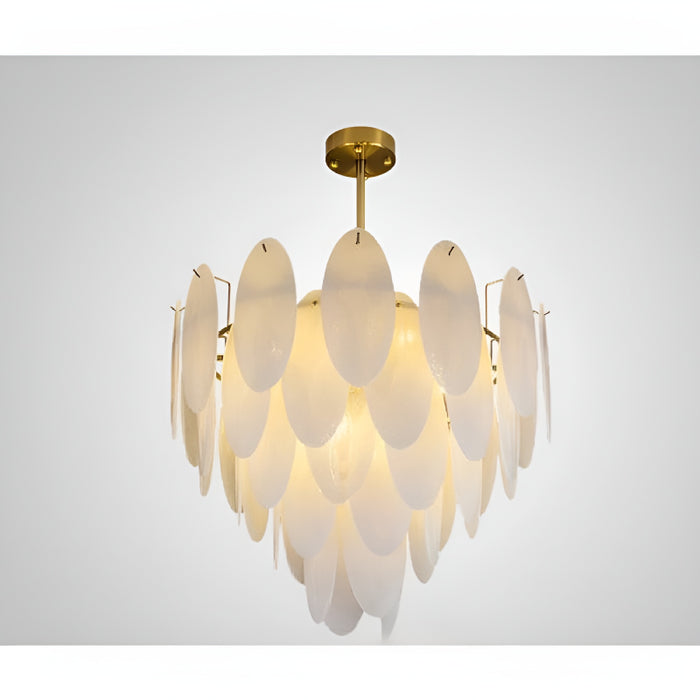 MIRODEMI® Alonte | Round Gold Modern Frosted Glass LED Chandelier for Living Room