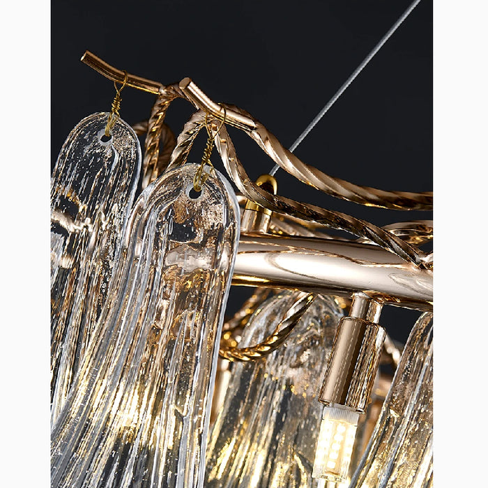 MIRODEMI® Alpette | Drum Gold Modern Crystal Glass Chandelier For Living room