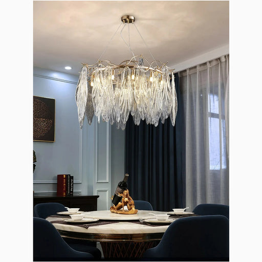 MIRODEMI® Alpette | Drum Gold Modern Crystal Glass Chandelier For Living room