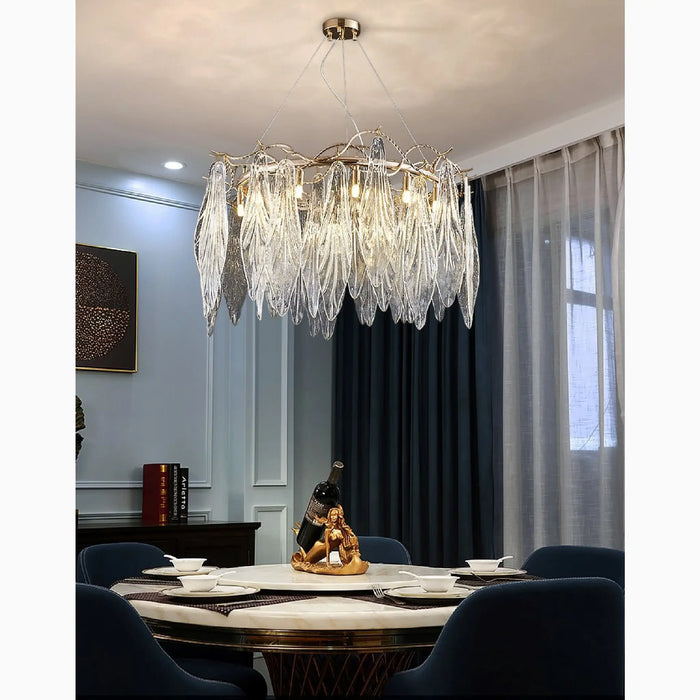 MIRODEMI® Alpette | Drum Gold Modern Crystal Glass Chandelier For Living room