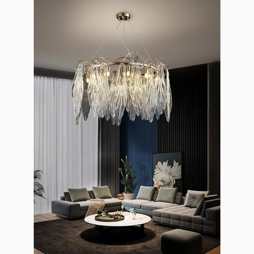 MIRODEMI® Alpette | Drum Gold Modern Crystal Glass Chandelier For House