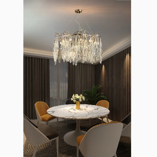 MIRODEMI® Alpette | Drum Gold Modern Crystal Glass Chandelier For Living room