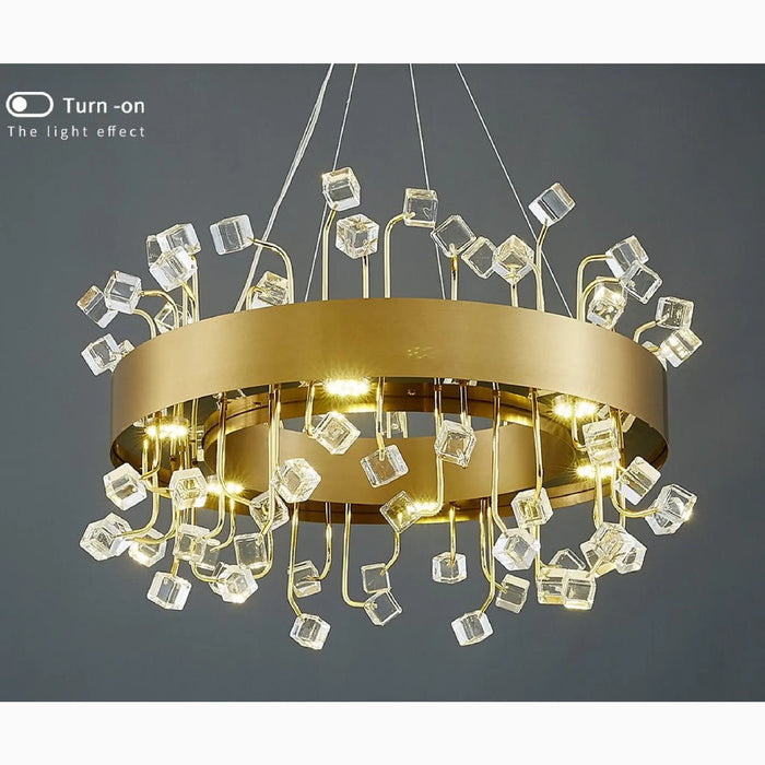 MIRODEMI® Alpignano | Lovely Gold Round Colorful Crystal Chandelier for Living room, Kitchen