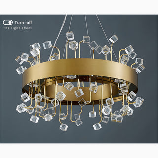 MIRODEMI Alpignano | Elegant Gold Round Colorful Crystal Chandelier for Living room, Kitchen