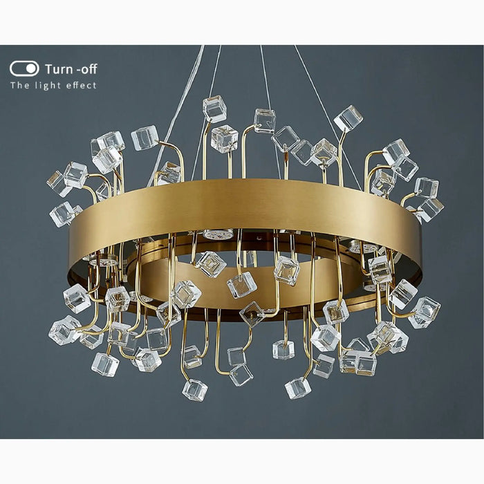 MIRODEMI® Alpignano | Modern Gold Round Colorful Crystal Chandelier for Living room, Kitchen