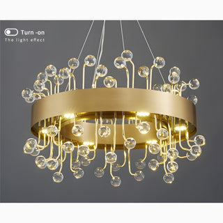 MIRODEMI Alpignano | Elegant Gold Round Colorful Crystal Chandelier for Living room, Kitchen