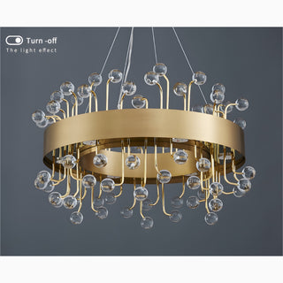 MIRODEMI Alpignano | Elegant Gold Round Colorful Crystal Chandelier for Living room, Kitchen