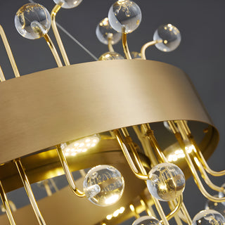 MIRODEMI Alpignano | Elegant Gold Round Colorful Crystal Chandelier for Living room, Kitchen