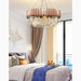 MIRODEMI® Alseno | Luxury Drum Gold/Pink Round Crystal LED Chandelier For Bedroom