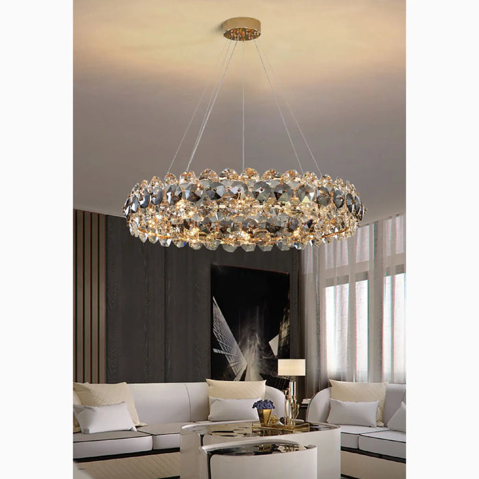 MIRODEMI® Altare | Round Gold Crystal Modern Chandelier for Home