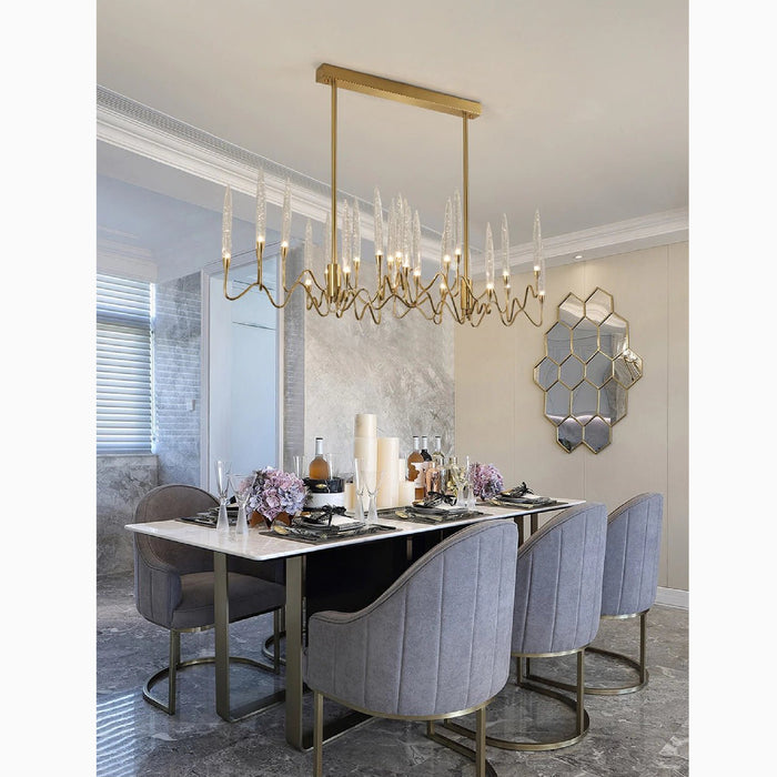 MIRODEMI® Altare | Icicle-shaped Gold Rectangle Crystal Chandelier