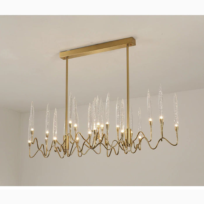 MIRODEMI® Altare | Icicle-shaped Gold Rectangle Crystal Chandelier