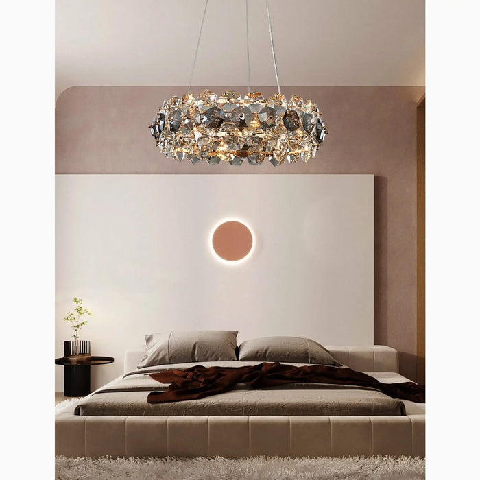 MIRODEMI® Altare | Round Gold Crystal Modern Chandelier for Bedroom