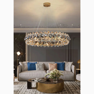 MIRODEMI® Altare | Round Gold Crystal Modern Chandelier for House