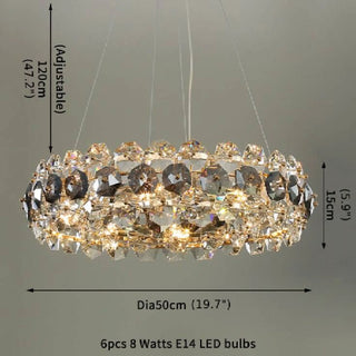 MIRODEMI® Altare | Round Gold Crystal Modern Chandelier for Living Room Parameters