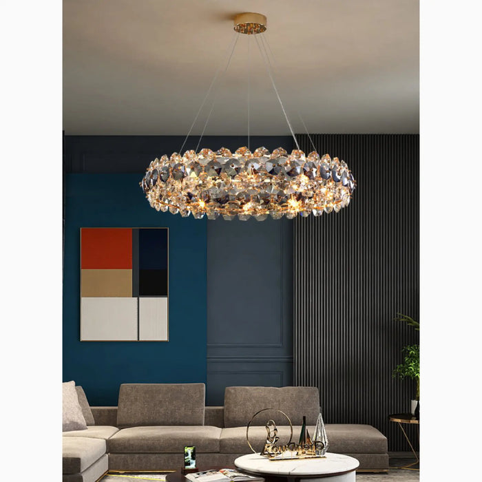 MIRODEMI® Altare | Wonderful Round Gold Crystal Modern Chandelier for Living Room