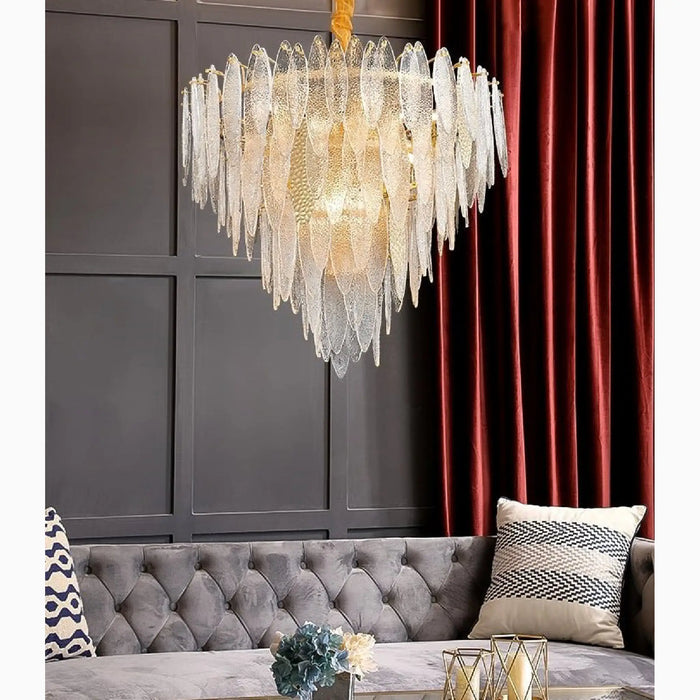 MIRODEMI® Altavilla Irpina | Luxury Round Gold Frosted/Smoke Gray/Blue Crystal Chandelier for Living Room