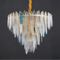MIRODEMI Altavilla Irpina | Round Gold Frosted/Smoke Gray/Blue Crystal Chandelier for Sassy Living Room