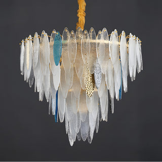 MIRODEMI Altavilla Irpina | Round Gold Frosted/Smoke Gray/Blue Crystal Chandelier for Sassy Living Room