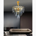 MIRODEMI® Altavilla Irpina | Round Gold Frosted/Smoke Gray/Blue Crystal Chandelier for Cozy Home