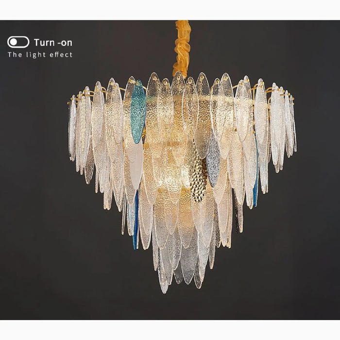 MIRODEMI® Altavilla Irpina | Round Gold Frosted/Smoke Gray/Blue Crystal Chandelier for Lovely Living Room