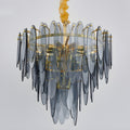 MIRODEMI Altavilla Irpina | Perfect Round Gold Frosted/Smoke Gray/Blue Crystal Chandelier for Living Room