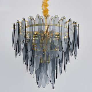 MIRODEMI Altavilla Irpina | Perfect Round Gold Frosted/Smoke Gray/Blue Crystal Chandelier for Living Room