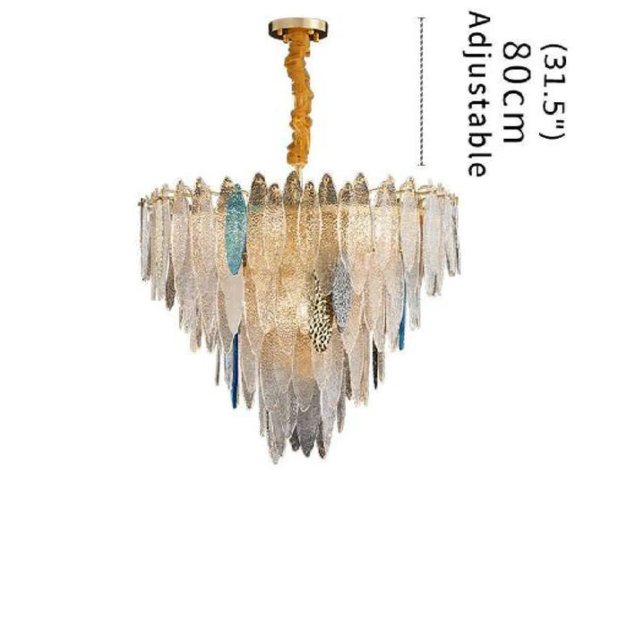MIRODEMI® Altavilla Irpina | Round Gold Frosted/Smoke Gray/Blue Crystal Chandelier for Living Room Adjustable