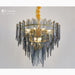 MIRODEMI® Altavilla Irpina | Marvellous Round Gold Frosted/Smoke Gray/Blue Crystal Chandelier for Living Room