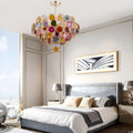 MIRODEMI Altavilla Milicia | Cute Gold Round Colorful Agate Stone Bohemian Style Chandelier for Living Room