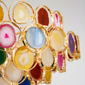 MIRODEMI Altavilla Milicia | Gold Round Colorful Agate Stone Bohemian Amazing Style Chandelier for Living Room