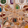 MIRODEMI Altavilla Milicia | Gold Round Colorful Agate Stone Bohemian Style Chandelier for Living Room in Details