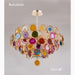 MIRODEMI® Altavilla Milicia | Lovely Gold Round Colorful Agate Stone Bohemian Style Chandelier for Living Room