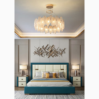 MIRODEMI Altavilla Silentina Round Gold Frosted Glass Leaf Shape Chandelier For Bedroom