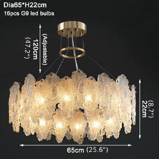 MIRODEMI Altavilla Silentina Round Gold Frosted Glass Leaf Shape Chandelier Dia65