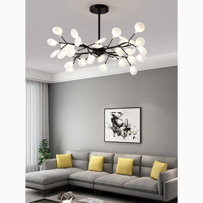 MIRODEMI® Altavilla Vicentina | Gold/Black Nordic Design Flower LED Chandelier For Living Room Decoration