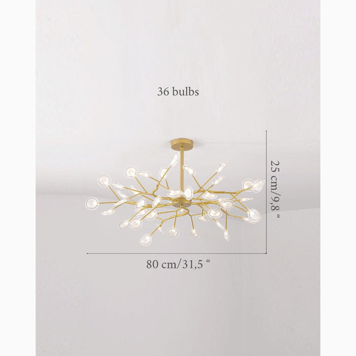 MIRODEMI® Altavilla Vicentina | Gold/Black Nordic Design Flower LED Chandelier Gold 36 Bulbs