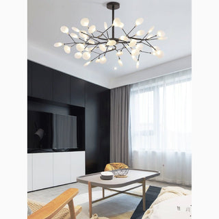 MIRODEMI® Elegant Gold and Black Flower Chandelier – Nordic LED Design for Living Room