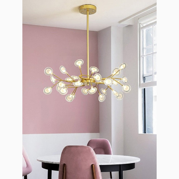 MIRODEMI® Altavilla Vicentina | Gold/Black Nordic Design Flower LED Chandelier For Cafe