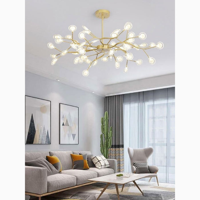 MIRODEMI® Altavilla Vicentina | Gold/Black Nordic Design Flower LED Chandelier For Hall