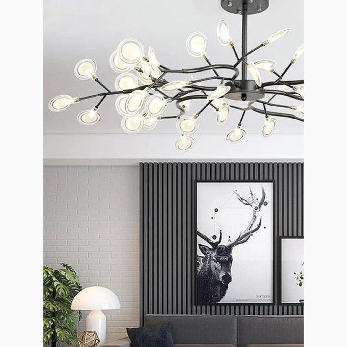MIRODEMI® Altavilla Vicentina | Gold/Black Nordic Design Flower LED Chandelier For Home Decor